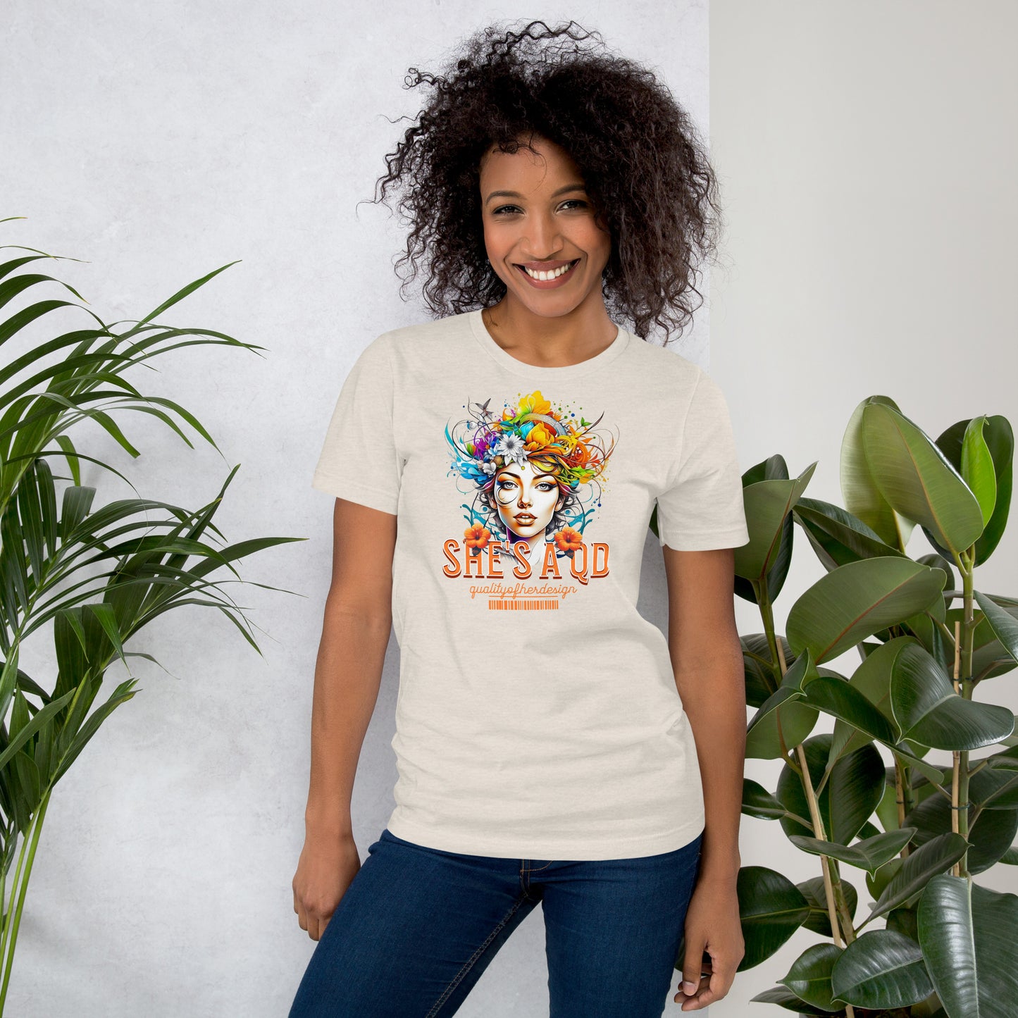 She's a QD T-shirt