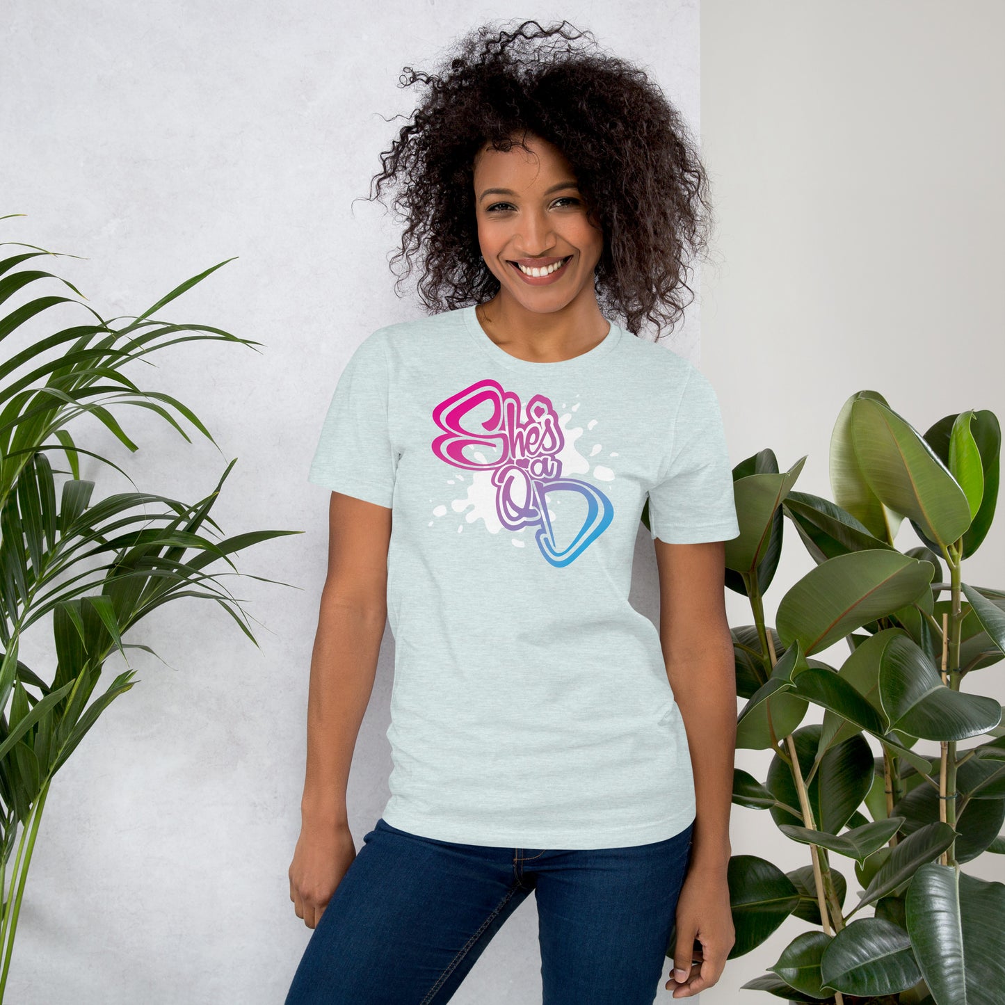 She's a QD T-shirt