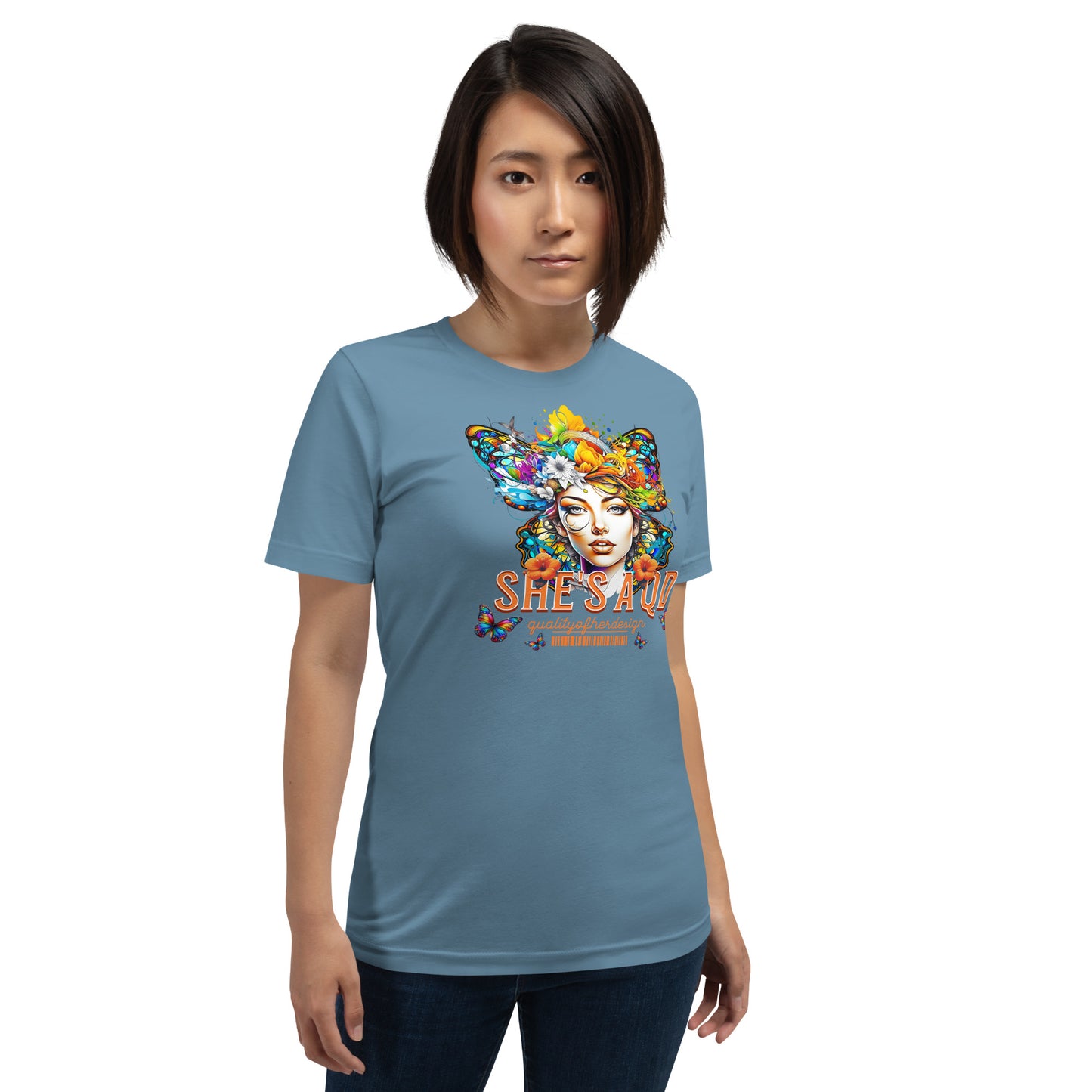 She's a QD T-shirt