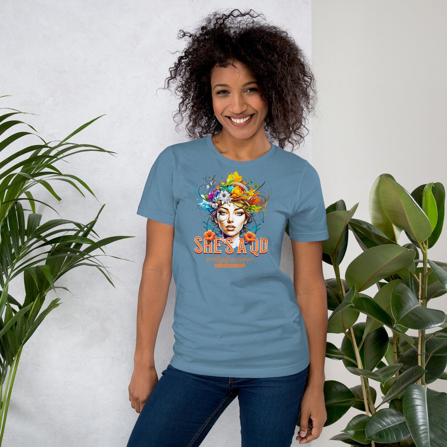 She's a QD T-shirt