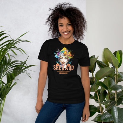 She's a QD T-shirt