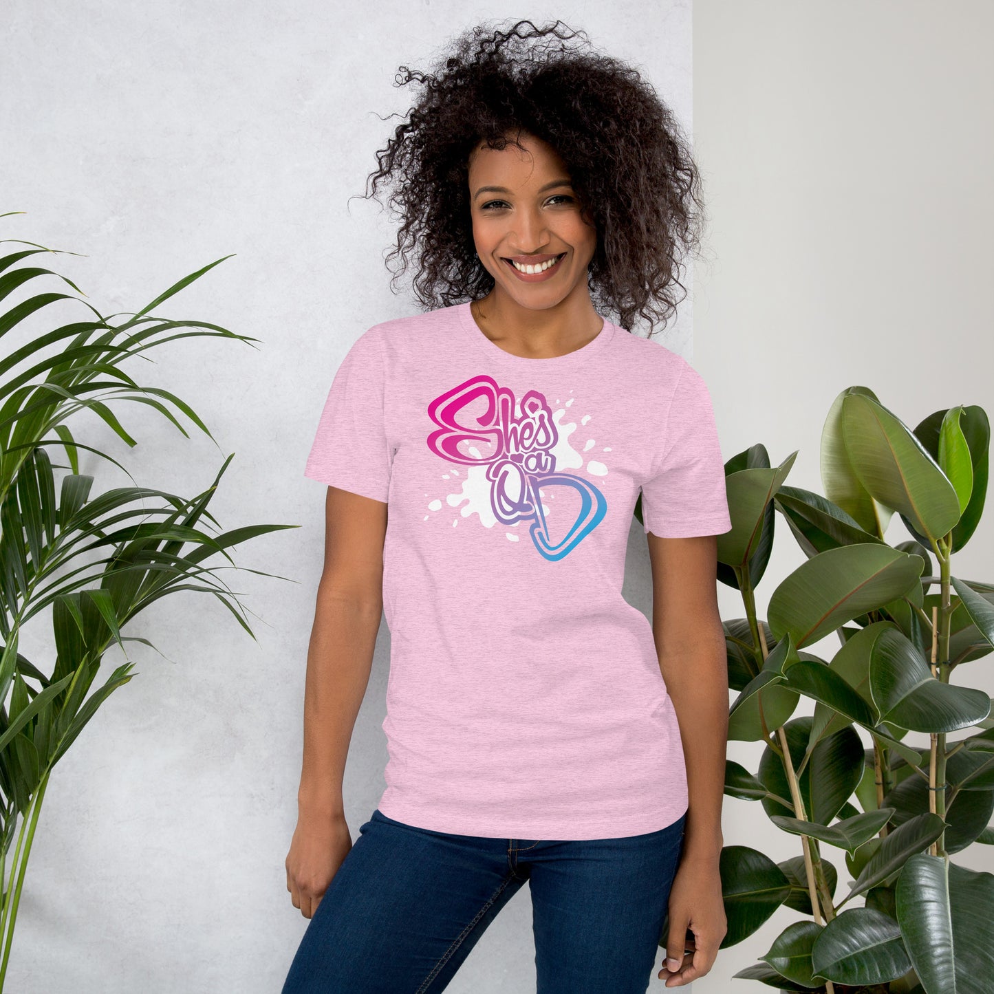 She's a QD T-shirt